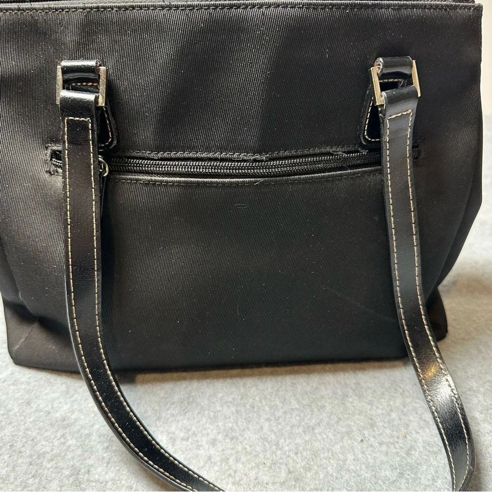 Aigner Black Nylon Leather Accent‎ Tote Bag Women Silver Buckle